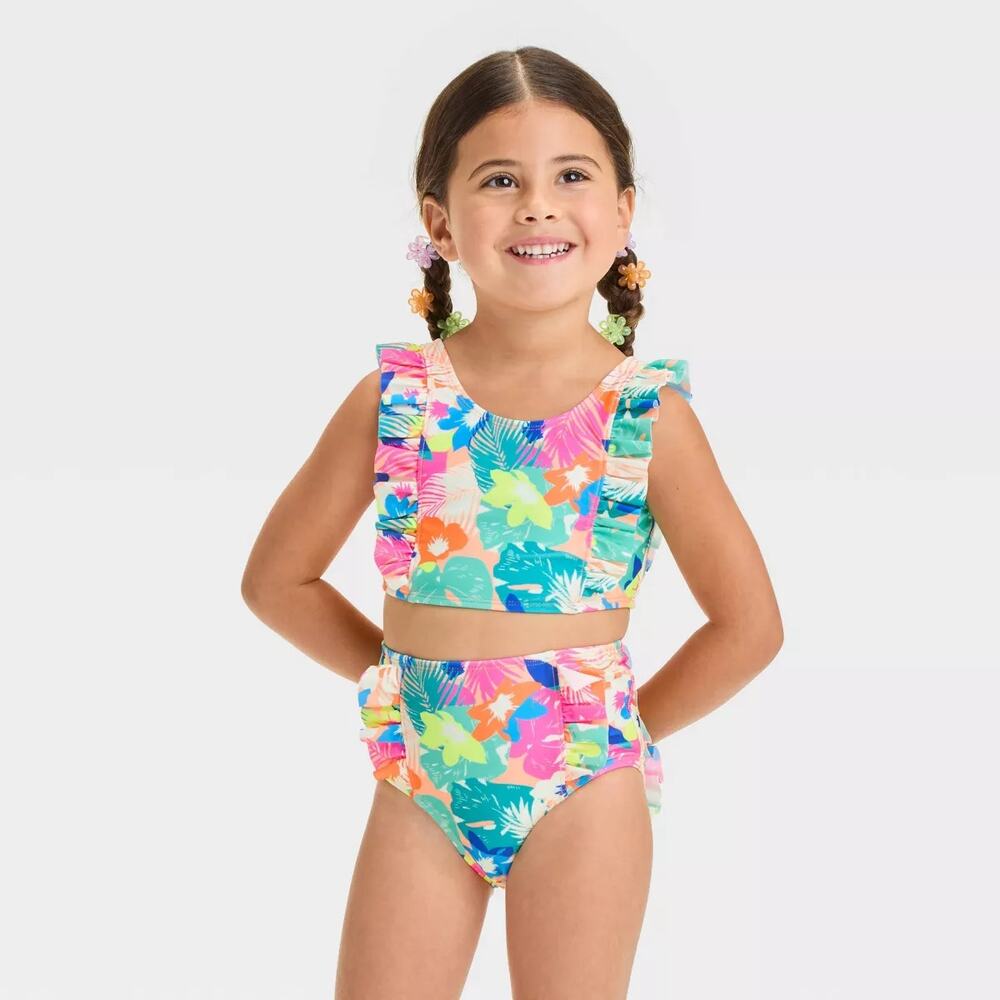 Used- great condition
Cat&Jack Baby Girls' Floral Printed Ruffle Bikini 18M